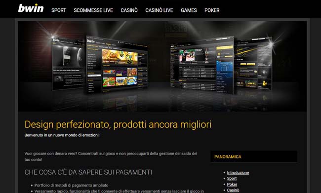 bwin metodi di pagamento screenshot