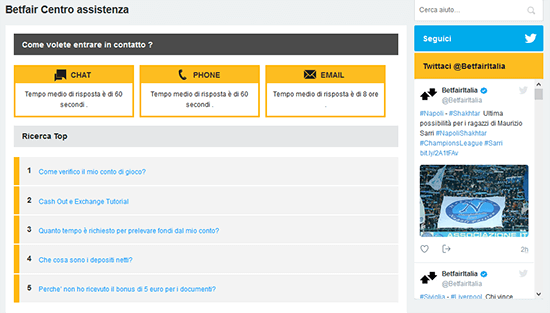 betfair contatti