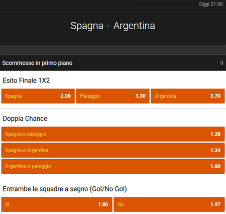 888sport spagna argentina 27/03/2018