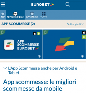 Eurobet app scommesse