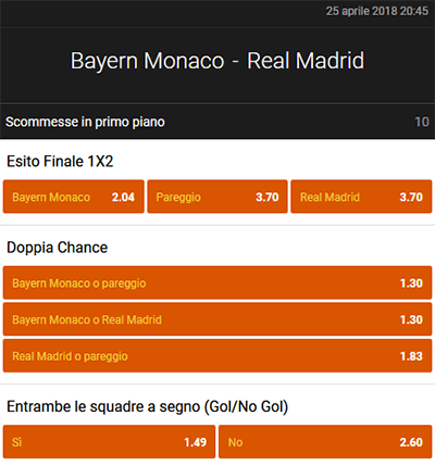 888sport bayern monaco vs real madrid 25/04/2018