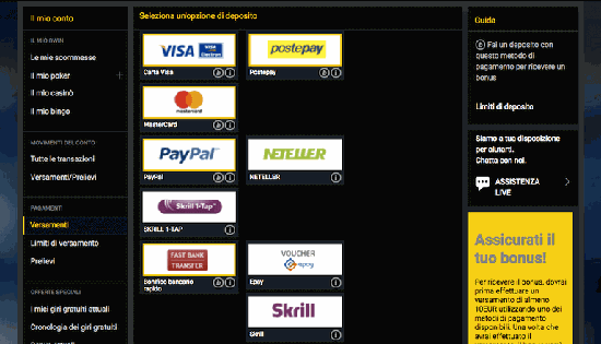 bwin pagamenti