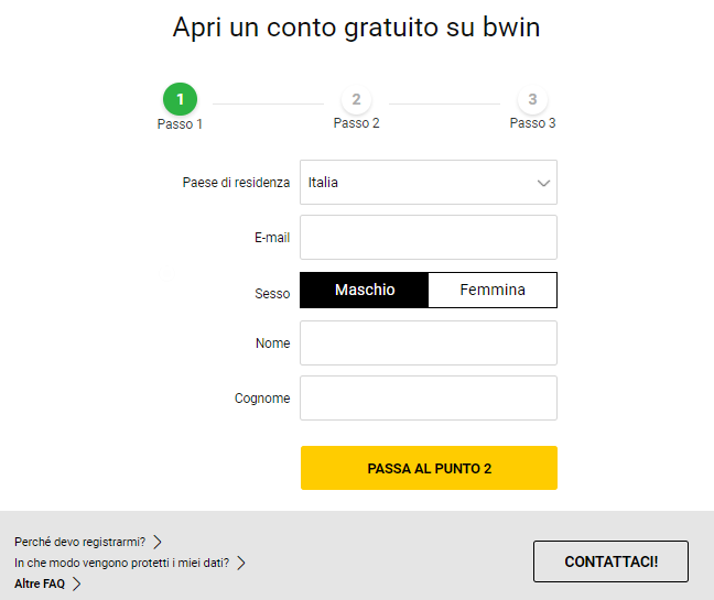 bwin registrazione