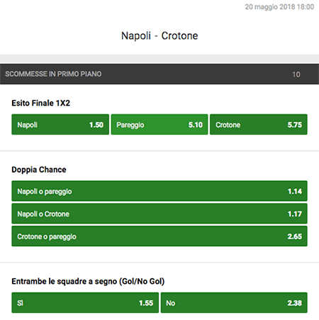 unibet napoli vs crotone 20-05-2018
