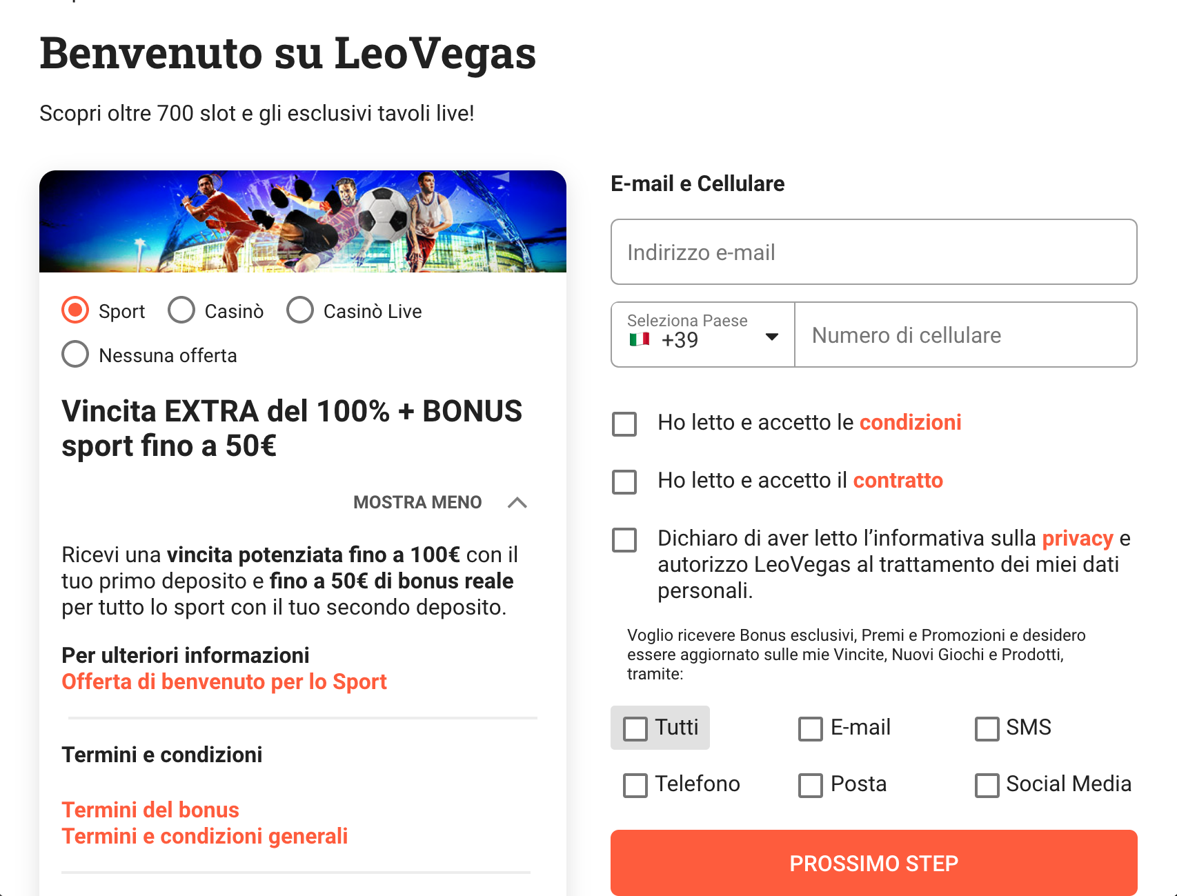 leovegas registrazione