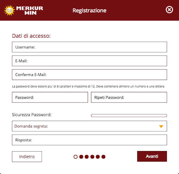 come registrarsi su Merkur Win?