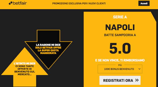 Quota migliorata su Betfair