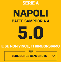 betfair sampdoria vs napoli quota maggiorata 02-09-2018