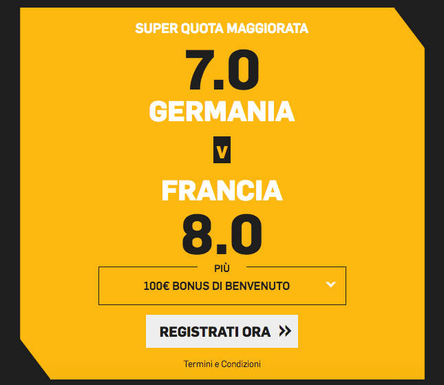 Quota maggiorata per Germania - Francia