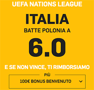 betfair italia vs polonia 07/09/2018 quota maggiorata