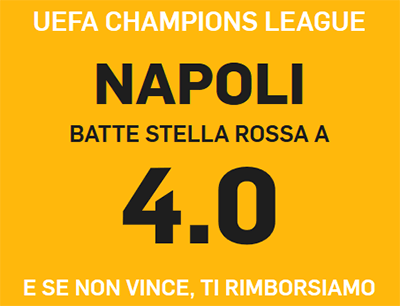 betfair quota maggiorata stella rossa napoli 18-09-2018
