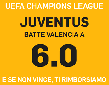 betfair valencia juventus 19-09-2018 quota maggiorata