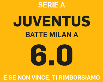 betfair juventus milan 11-11-2018 quota maggiorata