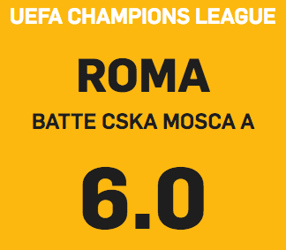 CSKA Mosca - Roma quota maggiorata Betfair