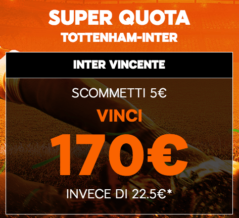 Super quota Tottenham - Inter da 888sport