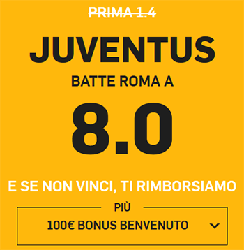 betfair juventus roma 22-12-2018 quota maggiorata