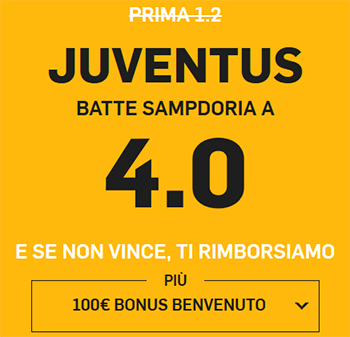 betfair juventus sampdoria 29-12-2018 quota maggiorata