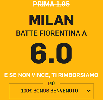 betfair milan fiorentina 22-12-2018 quota maggiorata