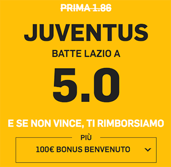 betfair lazio juventus 27-01-2019 quota maggiorata
