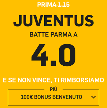 betfair juventus parma 02-02-2019 quota maggiorata
