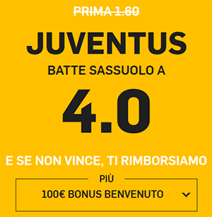 betfair juventus sassuolo 10-02-2019 quota maggiorata