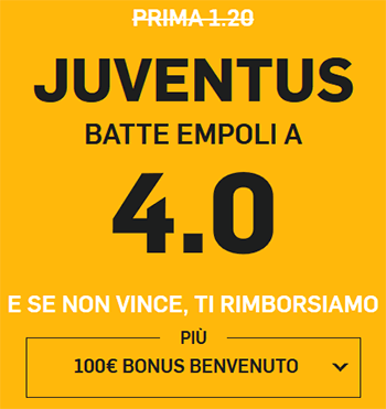 betfair juventus empoli 30-03-2019 quota maggiorata