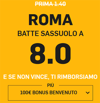 betfair sassuolo roma 18-05-2019 quota maggiorata