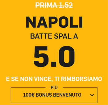 betfair spal napoli 12-05-2019 quota maggiorata