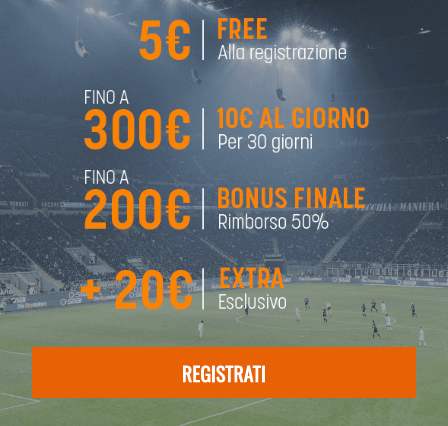 Bonus benvenuto esclusivo scommesse di Snai