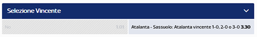 skybet atalanta sassuolo 26-05-2019 quota maggiorata