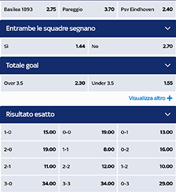 skybet basilea psv 30-07-2019 quote