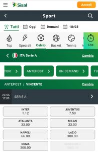 Quote vincente Serie A Sisal