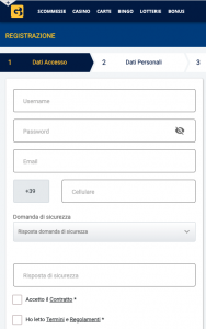 Registrazione Goldbet