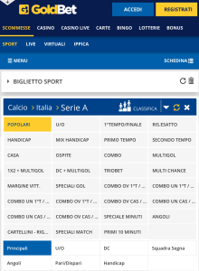 palinsesto serie a goldbet