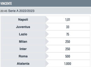 quote vincente serie a snai